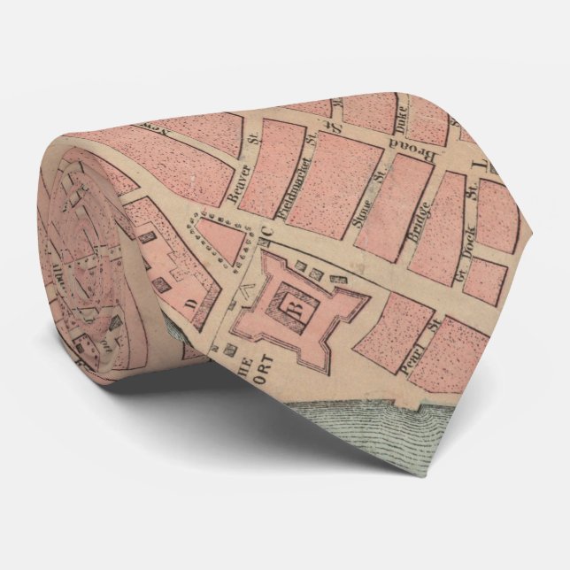 Vintage Map of Lower Manhattan (1776) Tie (Rolled)