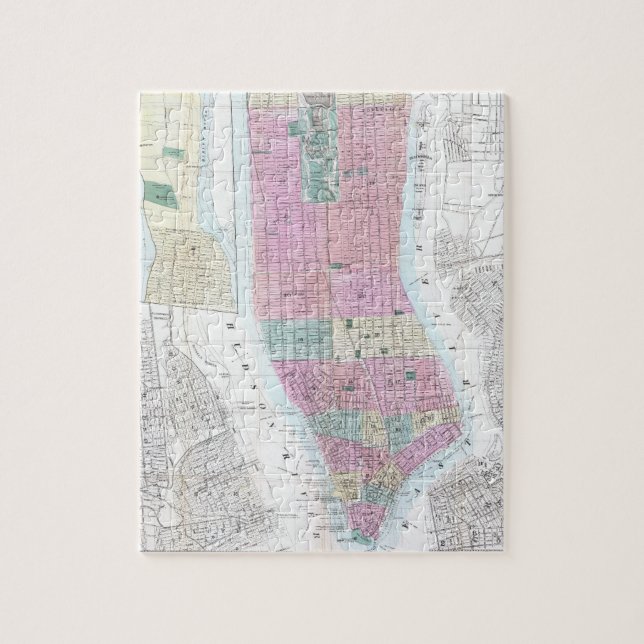 Vintage Map of Lower Manhattan (1865) Jigsaw Puzzle (Vertical)
