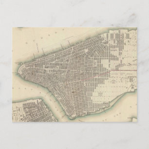 Vintage Map of Lower New York City (1840) Postcard