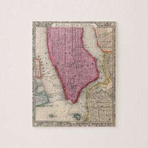Vintage Map of Lower New York City (1860) Jigsaw Puzzle
