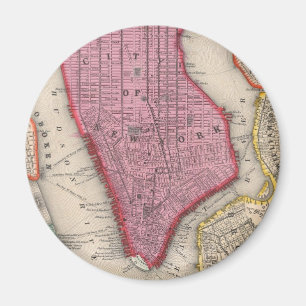 Vintage Map of Lower New York City (1860) Magnet