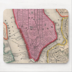 Vintage Map of Lower New York City (1860) Mouse Pad