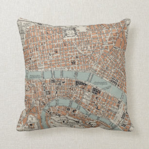 Vintage Map of Lyon France (1888) Throw Pillow