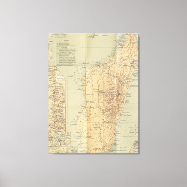 Vintage Map of Madagascar (1896) Canvas Print (Front)
