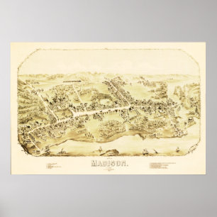Vintage Map of Madison, Connecticut from 1881 Poster