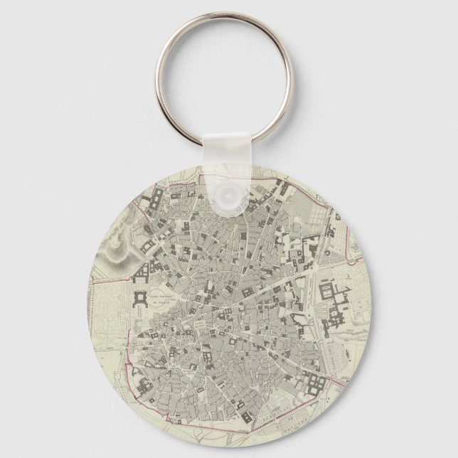 Vintage Map of Madrid Spain (1831) Keychain (Front)