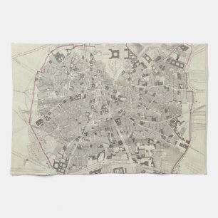 Vintage Map of Madrid Spain (1831) Kitchen Towel