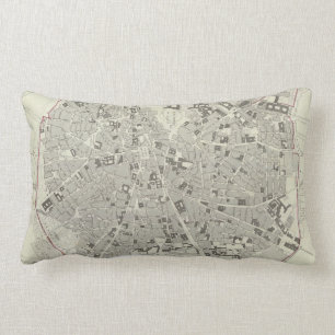 Vintage Map of Madrid Spain (1831) Lumbar Pillow