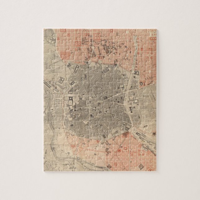 Vintage Map of Madrid Spain (1861) Jigsaw Puzzle (Vertical)