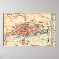 Vintage Map of Mainz Germany (1905)