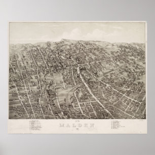 Vintage Map of Malden Massachusetts (1881) Poster