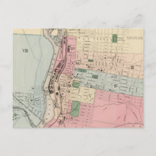Vintage Map of Manchester New Hampshire (1877) Postcard