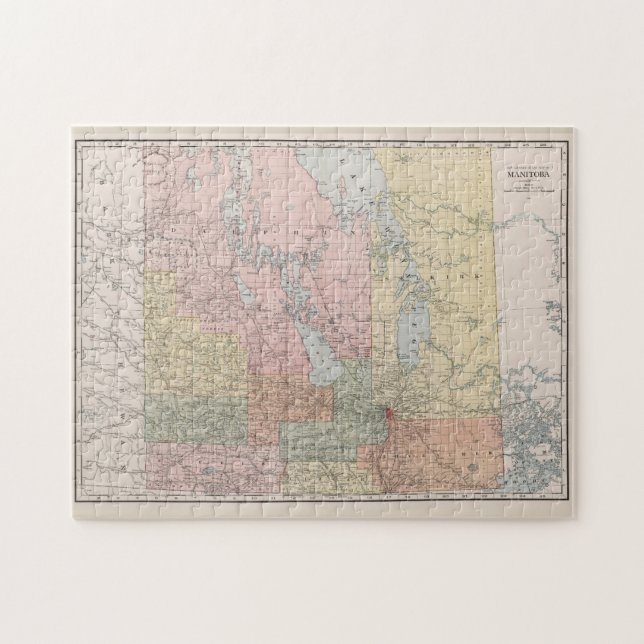Vintage Map of Manitoba (1912) Jigsaw Puzzle (Horizontal)