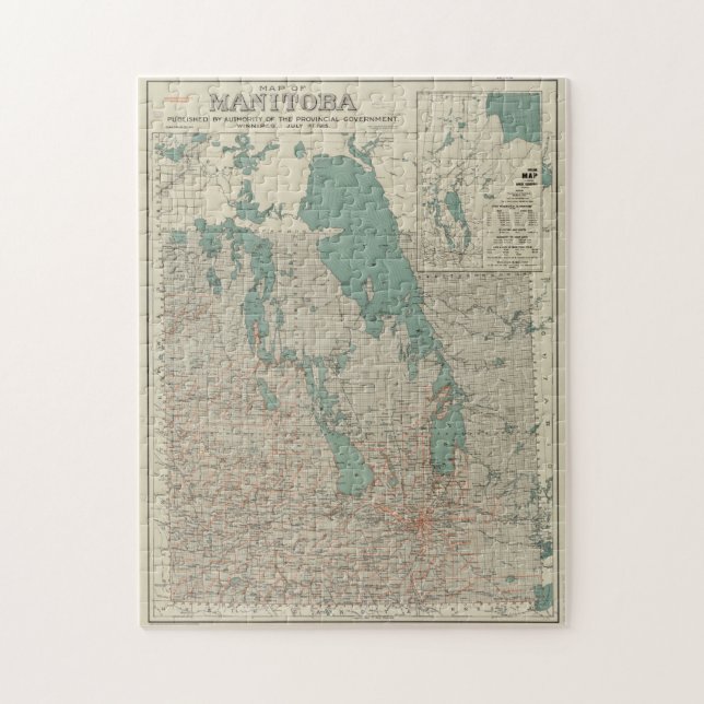 Vintage Map of Manitoba (1915) Jigsaw Puzzle (Vertical)