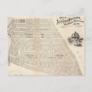 Vintage Map of Marthas Vineyard (1873) Postcard