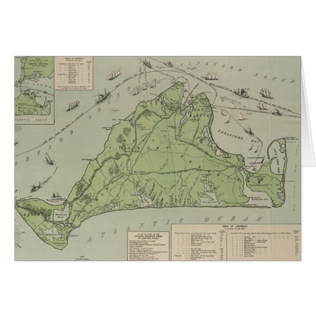 Vintage Map of Marthas Vineyard (1913) (Front Horizontal)