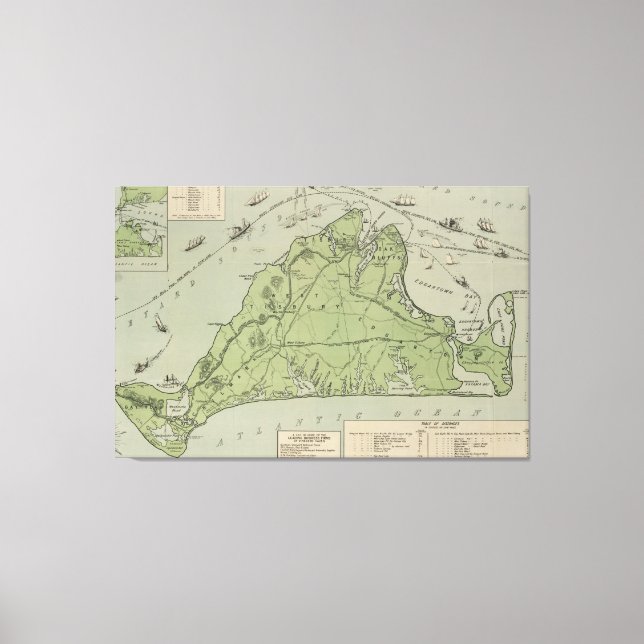 Vintage Map of Marthas Vineyard (1913) Canvas Print (Front)