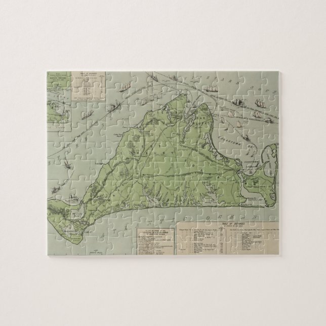 Vintage Map of Marthas Vineyard (1913) Jigsaw Puzzle (Horizontal)