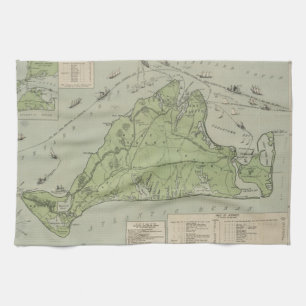 Vintage Map of Marthas Vineyard (1913) Kitchen Towel