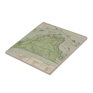 Vintage Map of Marthas Vineyard (1913) Tile