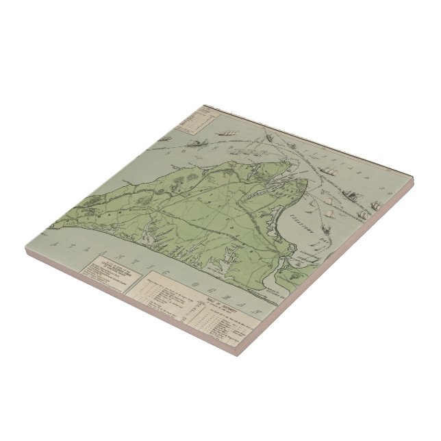 Vintage Map of Marthas Vineyard (1913) Tile (Side)