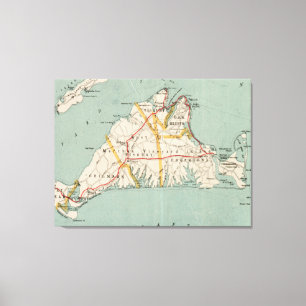 Vintage Map of Martha's Vineyard (1917) Canvas Print