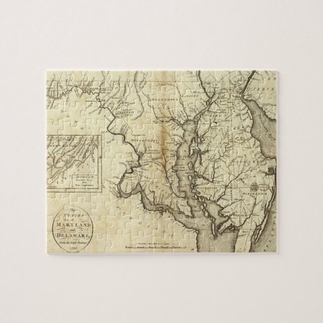 Vintage Map of Maryland (1796) Jigsaw Puzzle (Horizontal)