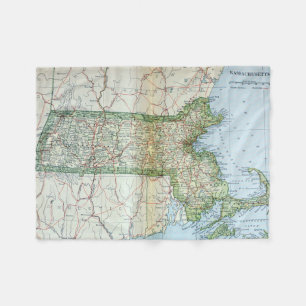 Vintage Map of Massachusetts (1905) Fleece Blanket