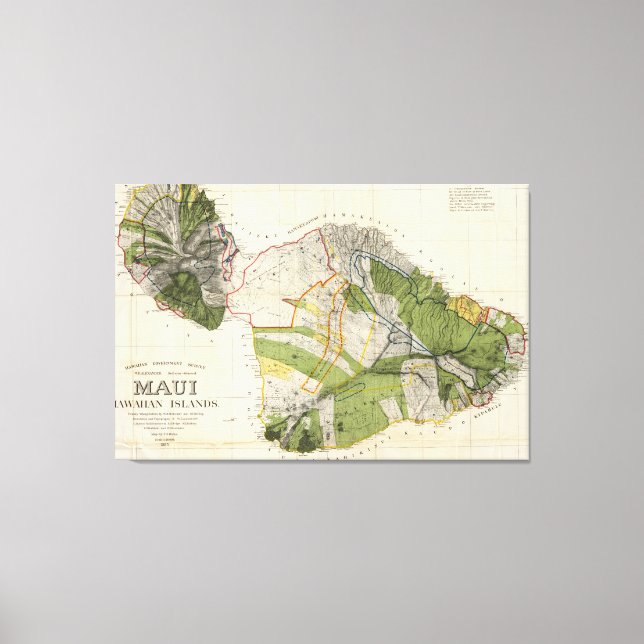 Vintage Map of Maui Island (1906) Canvas Print (Front)