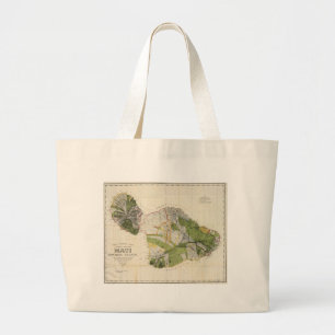 Vintage Map of Maui Island (1906) Large Tote Bag