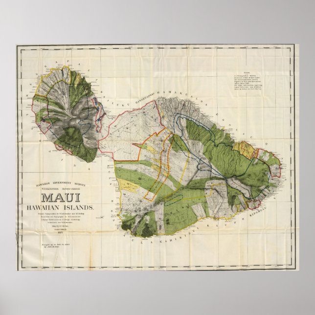 Vintage Map of Maui Island (1906) Poster (Front)