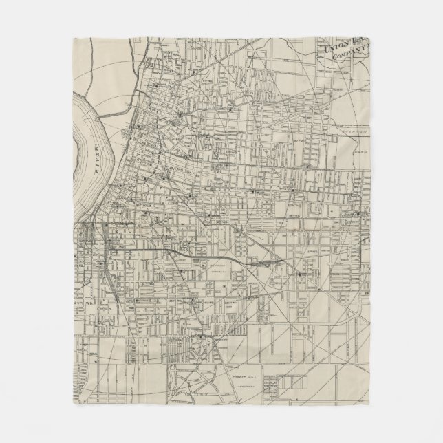 Vintage Map of Memphis Tennessee (1911) Fleece Blanket (Front)