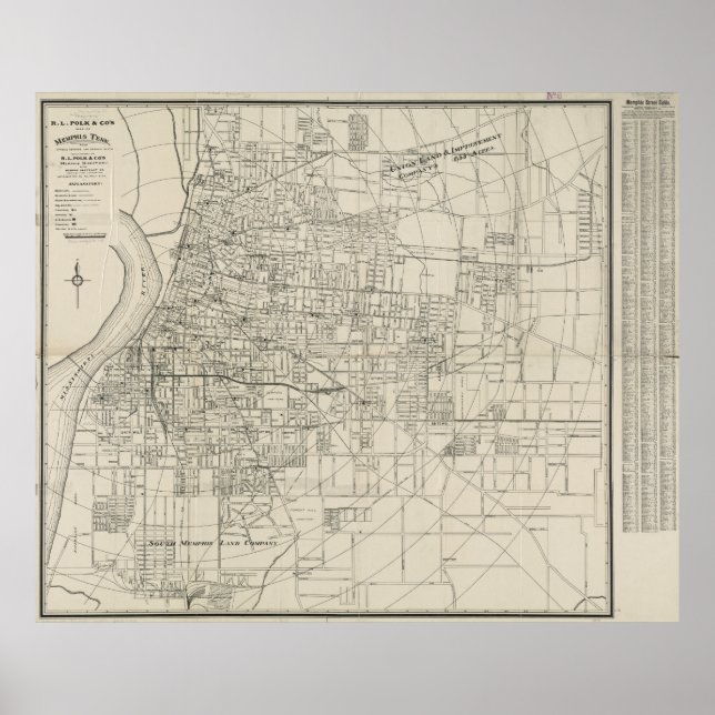 Vintage Map of Memphis Tennessee (1911) Poster (Front)