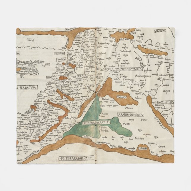 Vintage Map of Mesopotamia (1482) Fleece Blanket (Front (Horizontal))