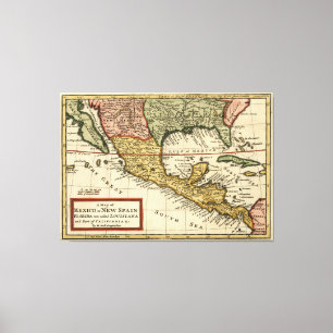 Vintage Map of Mexico (1708) Canvas Print