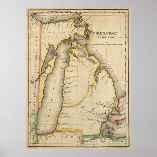 Vintage Map of Michigan (1822) Poster (Front)