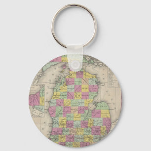 Vintage Map of Michigan (1853) Keychain