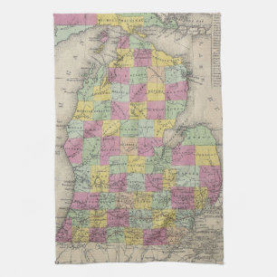Vintage Map of Michigan (1853) Kitchen Towel