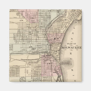 Vintage Map of Milwaukee (1880) Magnet