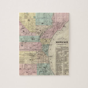 Vintage Map of Milwaukee Wisconsin (1878) Jigsaw Puzzle