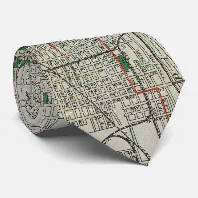 Vintage Map of Minneapolis Minnesota (1921) Tie (Rolled)