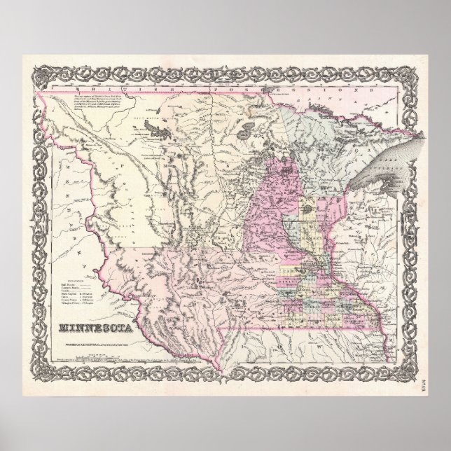 Vintage Map of Minnesota (1855) Poster (Front)