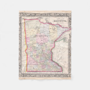 Vintage Map of Minnesota (1864) Fleece Blanket