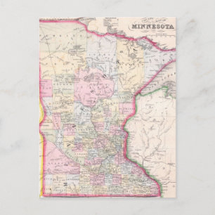 Vintage Map of Minnesota (1864) Postcard