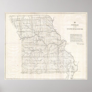 Vintage Map of Missouri (1850) Poster