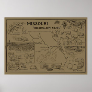 Vintage Map of Missouri (1912) - Tan Poster