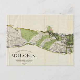 Vintage Map of Molokai Hawaii (1906) Postcard