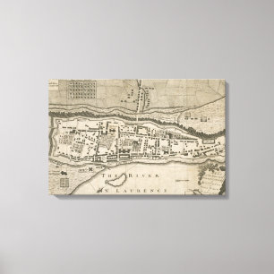 Vintage Map of Montreal (1758) Canvas Print