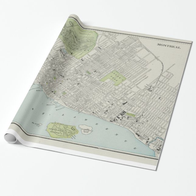 Vintage Map of Montreal (1901) Wrapping Paper (Unrolled)