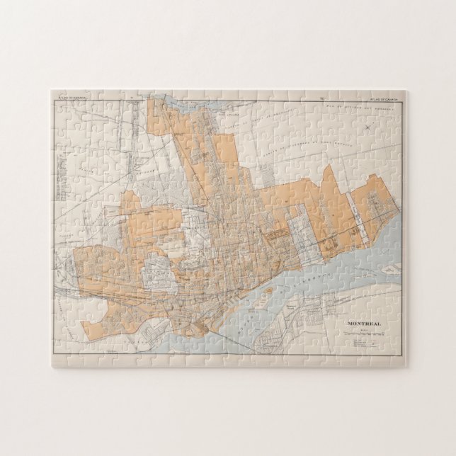 Vintage Map of Montreal Canada (1915) Jigsaw Puzzle (Horizontal)
